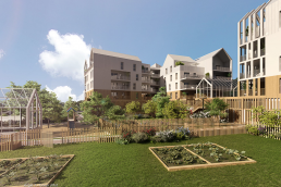 Vue piétonne réalisée par Habiteo pour un projet Bouygues Immobilier